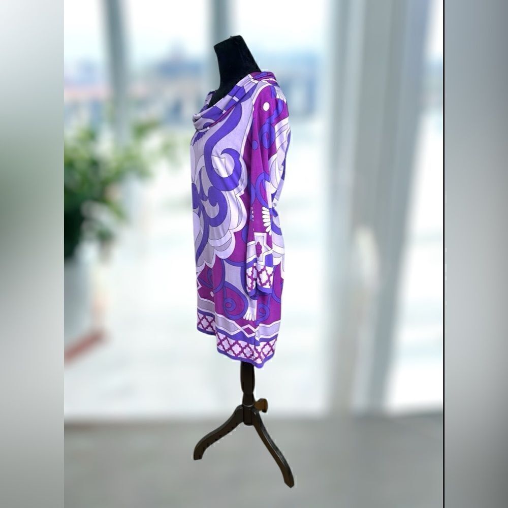 ECI New York Cowl Neck Retro Print Dress Size 4 S - Picture 7 of 13